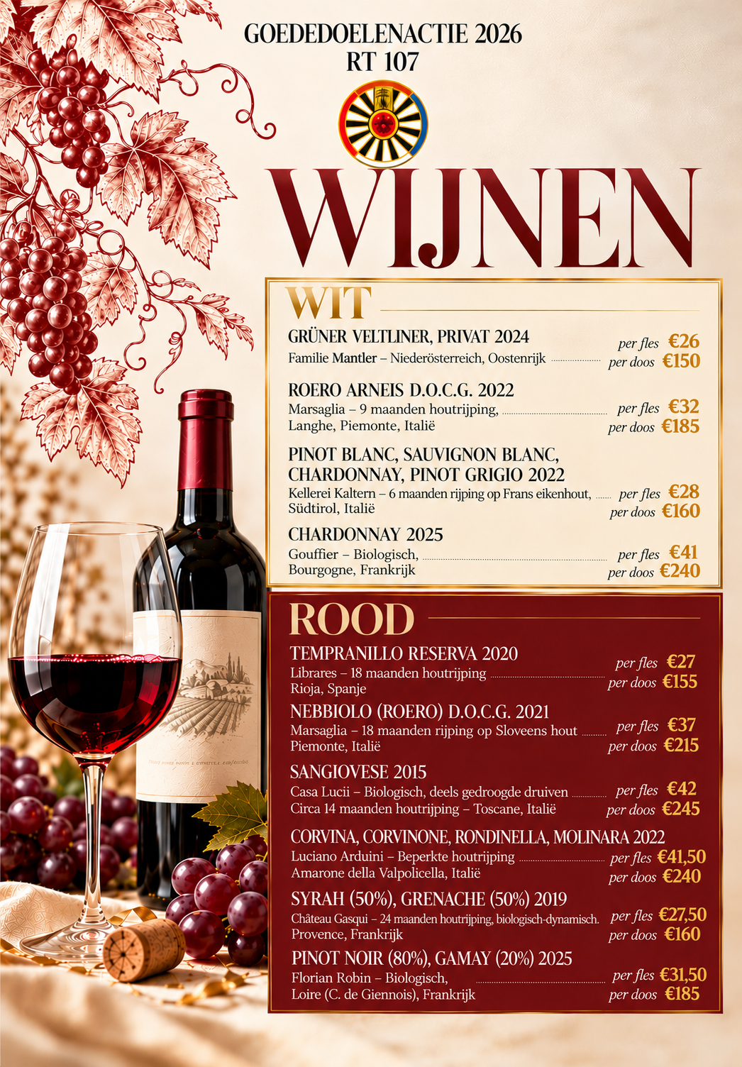 Flyer wijnen wit en rood